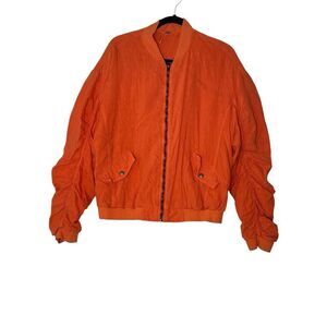 Free People Bomber Jacket Women's Medium Orange Slow fashion Boho Fall Halloween